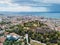 Aerial drone photo of famous town and castle of Patras, Peloponnese, Greece