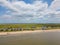 Aerial drone photo homes at Port Bolivar Texas near Galveston