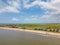 Aerial drone photo homes at Port Bolivar Texas near Galveston