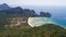 Aerial drone photo of Loh Lana Bay beach, part of iconic tropical Phi Phi island