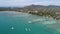 Aerial drone photo of pier on Rawai beach in Phuket