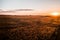 Aerial drone photo - Sunrise over a rural Sycamore Illinois cornfield.