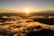 Aerial drone photo - Sunset over the Southern Japanese Alps, Japan