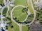 Aerial or drone photography of the circular viaduct, Brusio, Switzerland