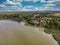 Aerial drone picture from a lake Balaton of Hungary, Balatonbereny