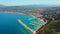 Aerial drone point of view coastal town of Javea