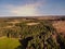 Aerial drone point of view of High Fens Hohes Venn Hautes Fagnes Hoge Venen nature reserve in Belgium