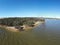 The aerial drone point of view photography at Bowna Waters Reserve is natural parkland on the foreshore of Lake Hume