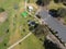 The aerial drone point of view photography Willow Park is the second largest playground in Wodonga, is a city on the Victoria.