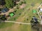 The aerial drone point of view photography Willow Park is the second largest playground in Wodonga, is a city on the Victoria.