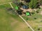 The aerial drone point of view photography Willow Park is the second largest playground in Wodonga, is a city on the Victoria.