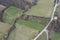 aerial drone scenic of hills, vineyards and farms in Martani near Castell'Arquato in Arda Valley, Italy.