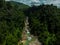 Aerial drone shot of amazing waterfall in Malaysia