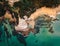 Aerial Drone Shot of Aslings Beach Rock Pool in Eden, New South Wales, Australia.