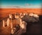 aerial drone shot of chalk pyramids in kansas