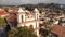 Aerial Drone shot of Church Iglesia de San Cristobalito on the mountain in San Cristobal de Las Casas, Chiapas, Mexico