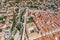 Aerial drone shot of City wall Fort Minceta in Dubrovnik old town in Croatia summer noon