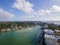 Aerial drone shot of the cityscape of Miami Beach, Florida