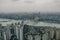 Aerial drone shot of Egongyan bridge over Yangtze river in cloudy weather in Chongqing, southwest China