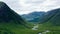 Aerial Drone Shot of a Glen Etive Valley in Scotland 03. High quality