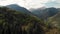 Aerial Drone shot of green forest and mountains in Kazakhstan