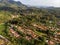 Aerial Drone Shot of Lushoto village in Usambara Mountains. Remote Place in Tanga Province, Tanzania, Africa