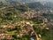 Aerial Drone Shot of Lushoto village in Usambara Mountains. Remote Place in Tanga Province, Tanzania, Africa