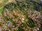 Aerial Drone Shot of Lushoto village in Usambara Mountains. Remote Place in Tanga Province, Tanzania, Africa