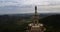 Aerial Drone Shot Mount Puig de Sant Salvador, Felanitx, Majorca. Religius Sanctuary, Statue Religious Monument