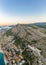 Aerial drone shot of Mountain Srd with view of Dubrovnik in Croatia summer morning