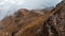 Aerial drone shot of the mountains in autumn in Dolomites