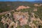 Aerial drone shot of native American ruins near Payson-Heber-Highway, Arizona, United States