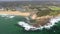 Aerial drone shot of an ocean rock pool near Sydney, Australia