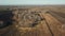 Aerial drone shot over autumn colorful brim in Sunny weather