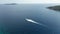 Aerial Drone Shot Over Small Speed Boat Rushing Adriatic Sea in Croatia