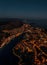 Aerial drone shot of Port Gruz in Dubrovnik in Croatia summer dusk