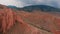 Aerial drone shot of the Red desert Mountains in Kazakhstan