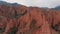 Aerial drone shot of the Red desert Mountains in Kazakhstan