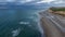 Aerial drone shot of a Seascape of the opal coast of Cap Blanc Nez, showing the Monument at Cape white Nose France on