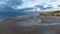 aerial drone shot of the Seascape of the opal coast of Cap Blanc Nez, showing the Monument at Cape white Nose France on