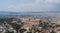 Aerial drone shot of southside Accropolis of Athens and amphitheater Odeon of Herodes Atticus
