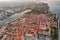 Aerial drone shot of traditional houses on Zadar peninsula in sunrise in Croatia