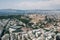 Aerial drone shot view of Partheon in Acropolis and museum in Athens city