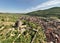 Aerial Drone Shot of the village of Kaysersberg in Alsace in a day. Summer in France, Castle and a beautiful City