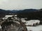 Aerial Drone shot of winter in the Adirondack Mountains High Peaks Region