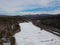 Aerial Drone shot of winter in the Adirondack Mountains High Peaks Region