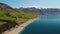 Aerial drone shots of Lake Hawea, South Island, New Zealand