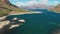 Aerial drone shots of Lake Hawea, South Island, New Zealand