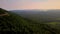 Aerial drone sunset footage of an Appalachian mountain valley