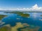 Aerial drone of Tropical island in the Philippines.